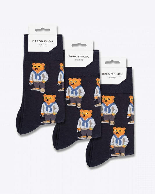 FW25 3-Pack Knit Socks Filou CLII. - Navy blue