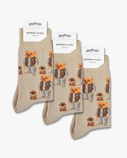 FW25 3-Pack Knit Socks Filou CL. - Sand brown