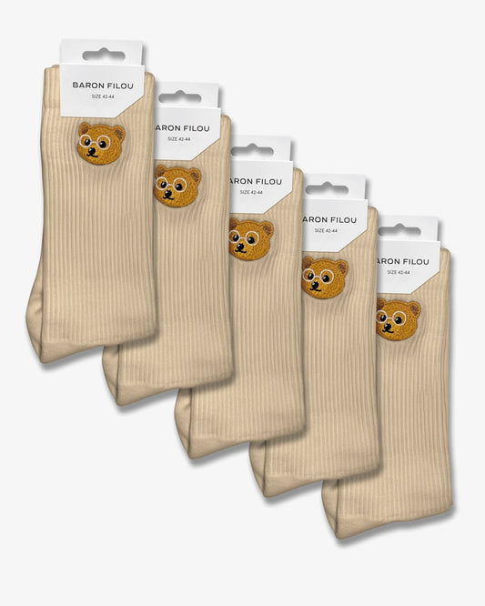 FW25 5-Pack Essential Socks - Sand brown