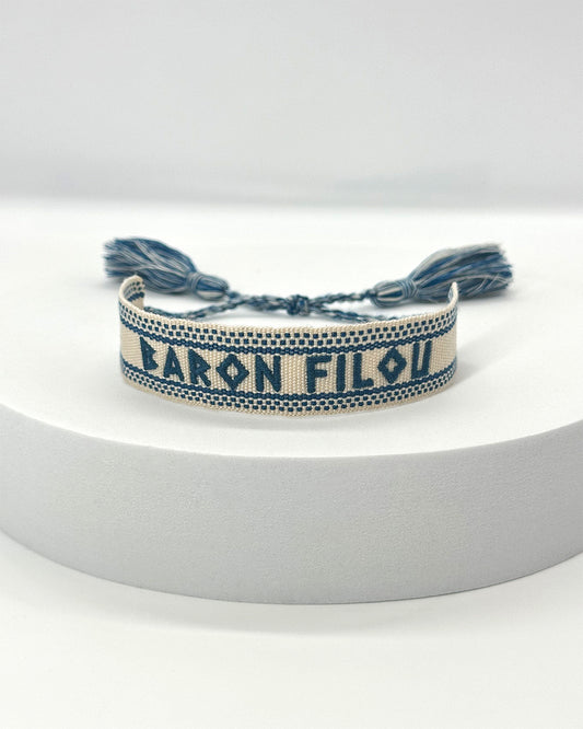 SS25 Baron Filou Bracelet, Greek Pattern - Pearl white