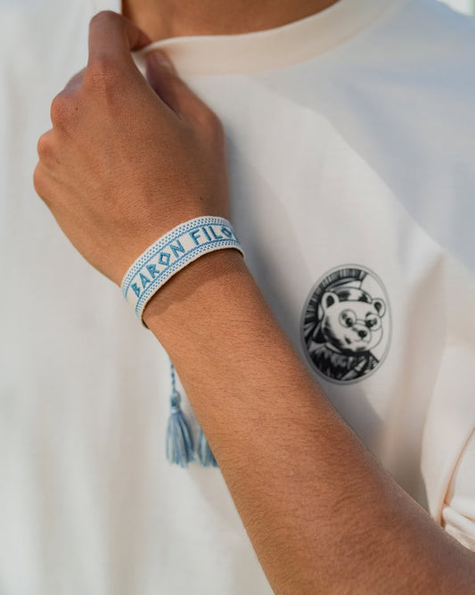 SS25 Baron Filou Bracelet, Greek Pattern - Pearl white