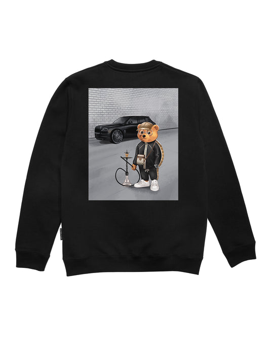 FW24 Organic Oversized Pullover Poster Backprint, Filou LXXXIV. - Black