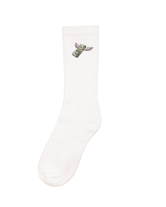 FW24 Sport Socks, Flying Cash Stack - White