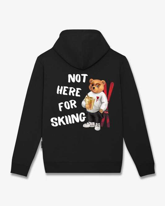 Backprint Hoodie Filou CXXXV. NOT HERE FOR SKIING - Black