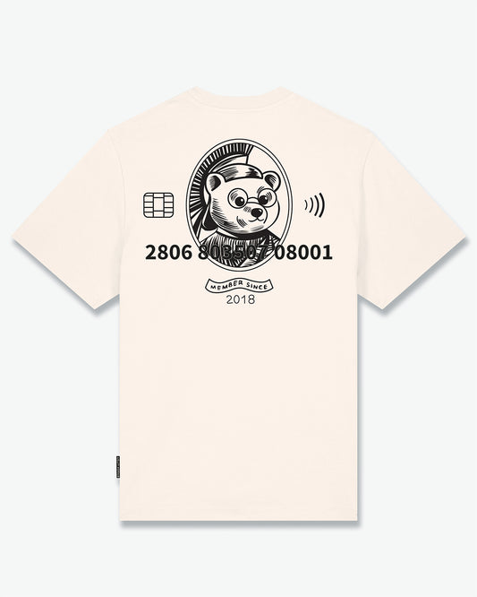SS25 Oversized Backprint T-Shirt, Credit Card Logo - Pearl white