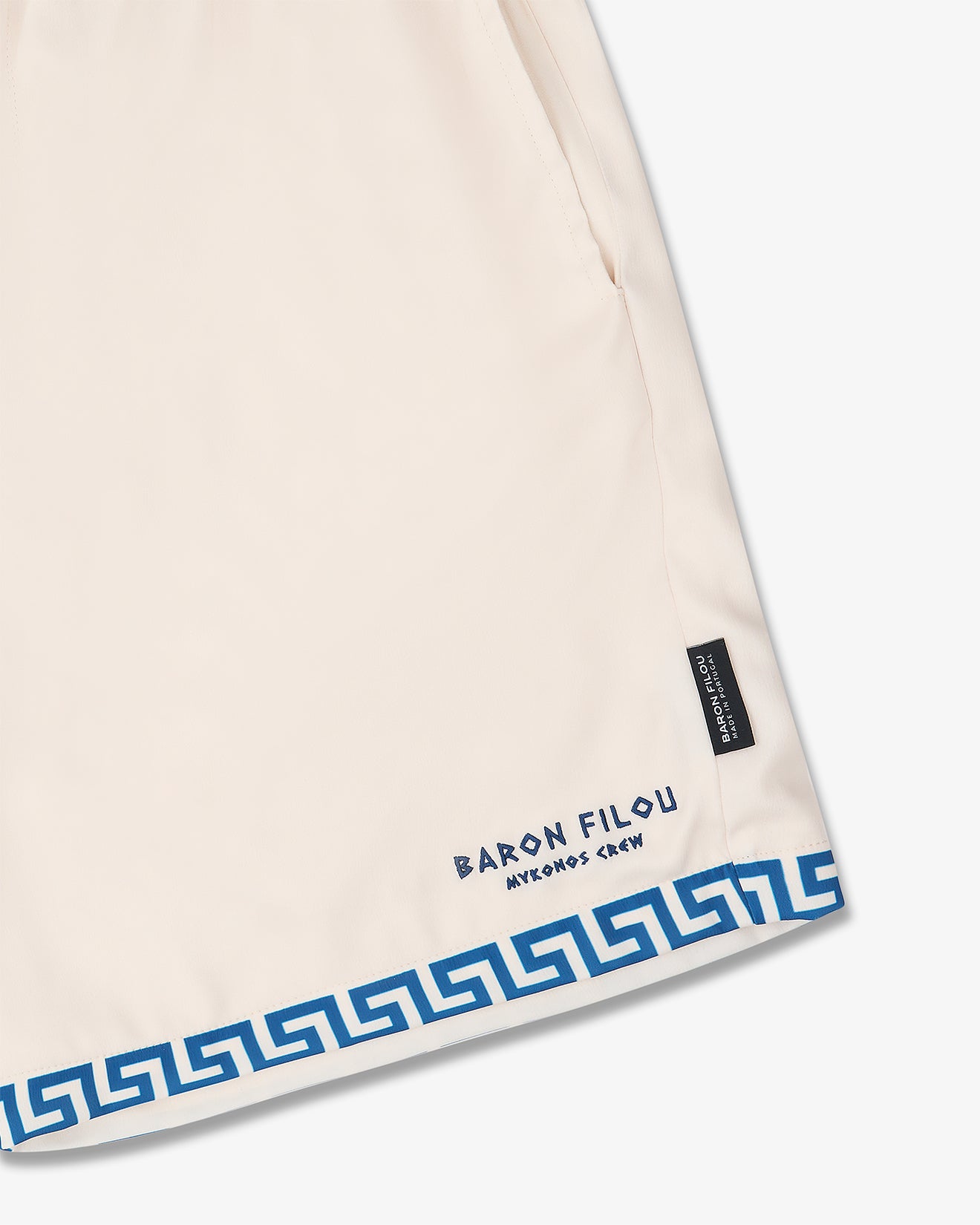 SS25 Shorts with Greek Pattern - Pearl white