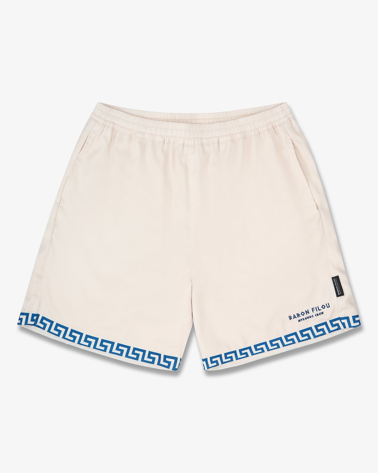 SS25 Shorts with Greek Pattern - Pearl white