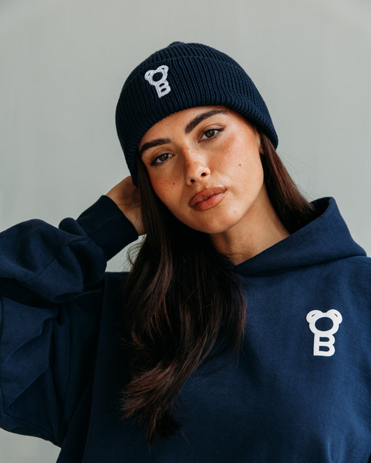 Signature Cotton Beanie - Navy blue