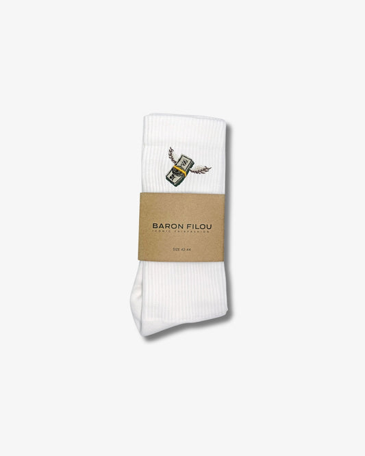 FW24 Sport Socks, Flying Cash Stack - White