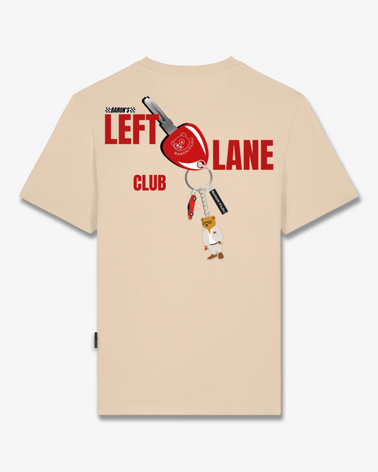 FW25 T-Shirt Backprint LEFT LANE CLUB - Sand brown