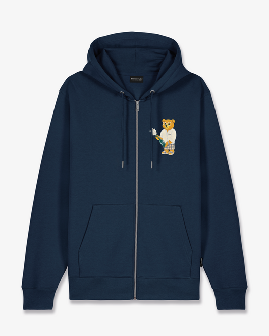 SS25 Embroidered Zip Hoodie Filou CXIV. - Navy blue