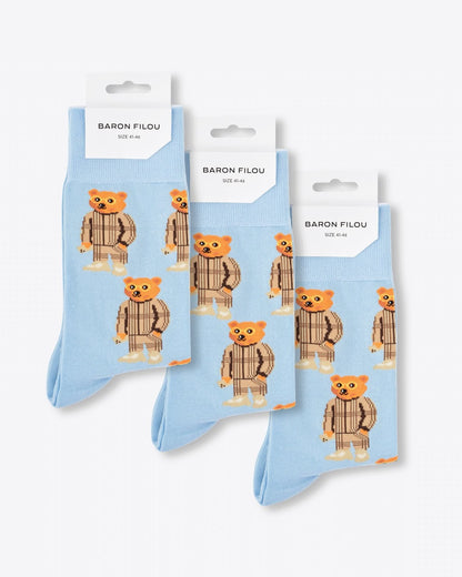 FW25 3-Pack Knit Socks Filou CXLVIII. - Frosted blue