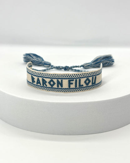SS25 Baron Filou Bracelet, Greek Pattern - Pearl white