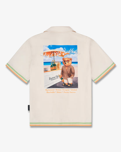 SS25 Backprint Shirt with Stripes, Poster Filou CXVIII. - Pearl white