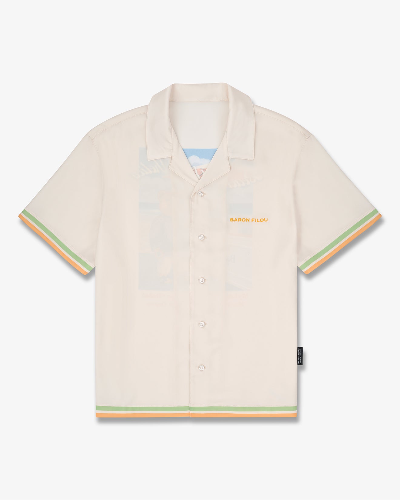 SS25 Backprint Shirt with Stripes, Poster Filou CXVIII. - Pearl white