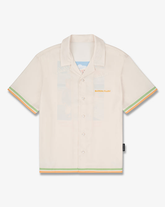 SS25 Backprint Shirt with Stripes, Poster Filou CXVIII. - Pearl white