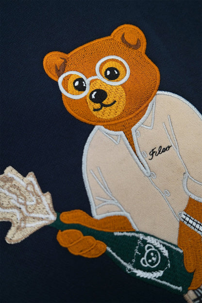 SS25 Embroidered Zip Hoodie Filou CXIV. - Navy blue