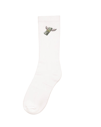 FW24 Sport Socks, Flying Cash Stack - White