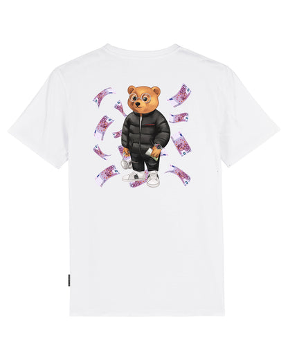 Organic Backprint T-Shirt, Filou XCIII. Flying Euro - White