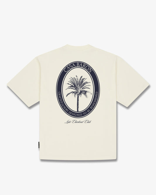 SS26 Oversized Backprint T-Shirt CASA BARON PALM - Off-White