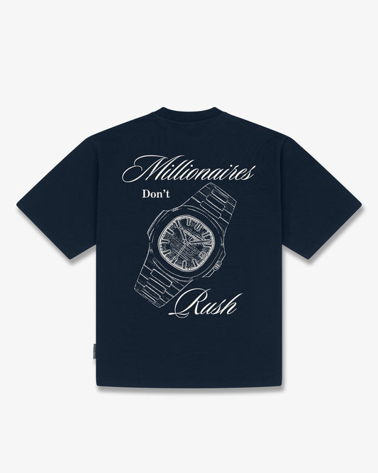 SS26 Oversized Backprint T-Shirt NO RUSH - Navy blue