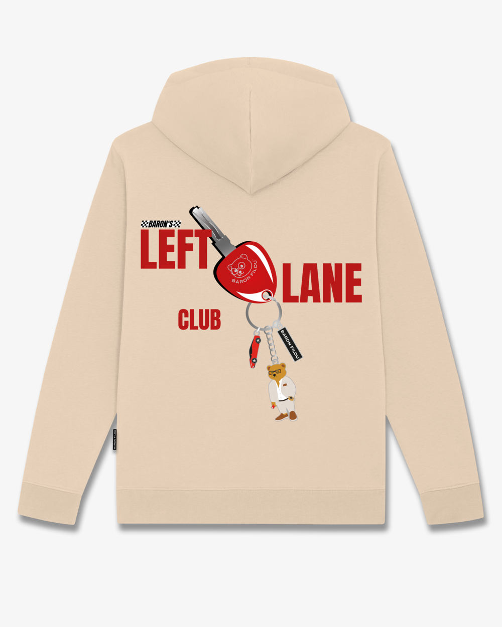 FW25 Hoodie Backprint LEFT LANE CLUB - Sand brown