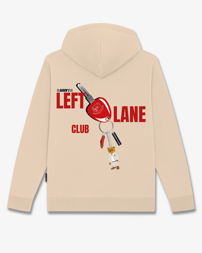 FW25 Hoodie Backprint LEFT LANE CLUB - Sand brown