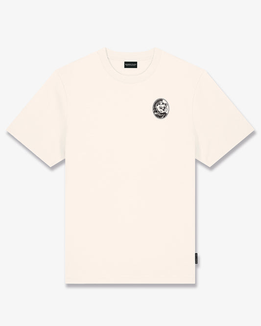 SS25 Oversized Backprint T-Shirt, Credit Card Logo - Pearl white