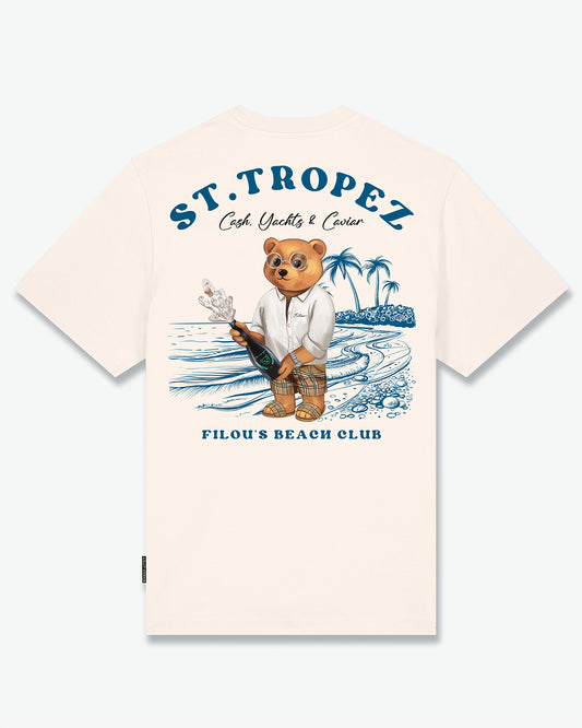 SS25 Oversized Backprint T-Shirt, Filou CXIV. ST.TROPEZ - Pearl white