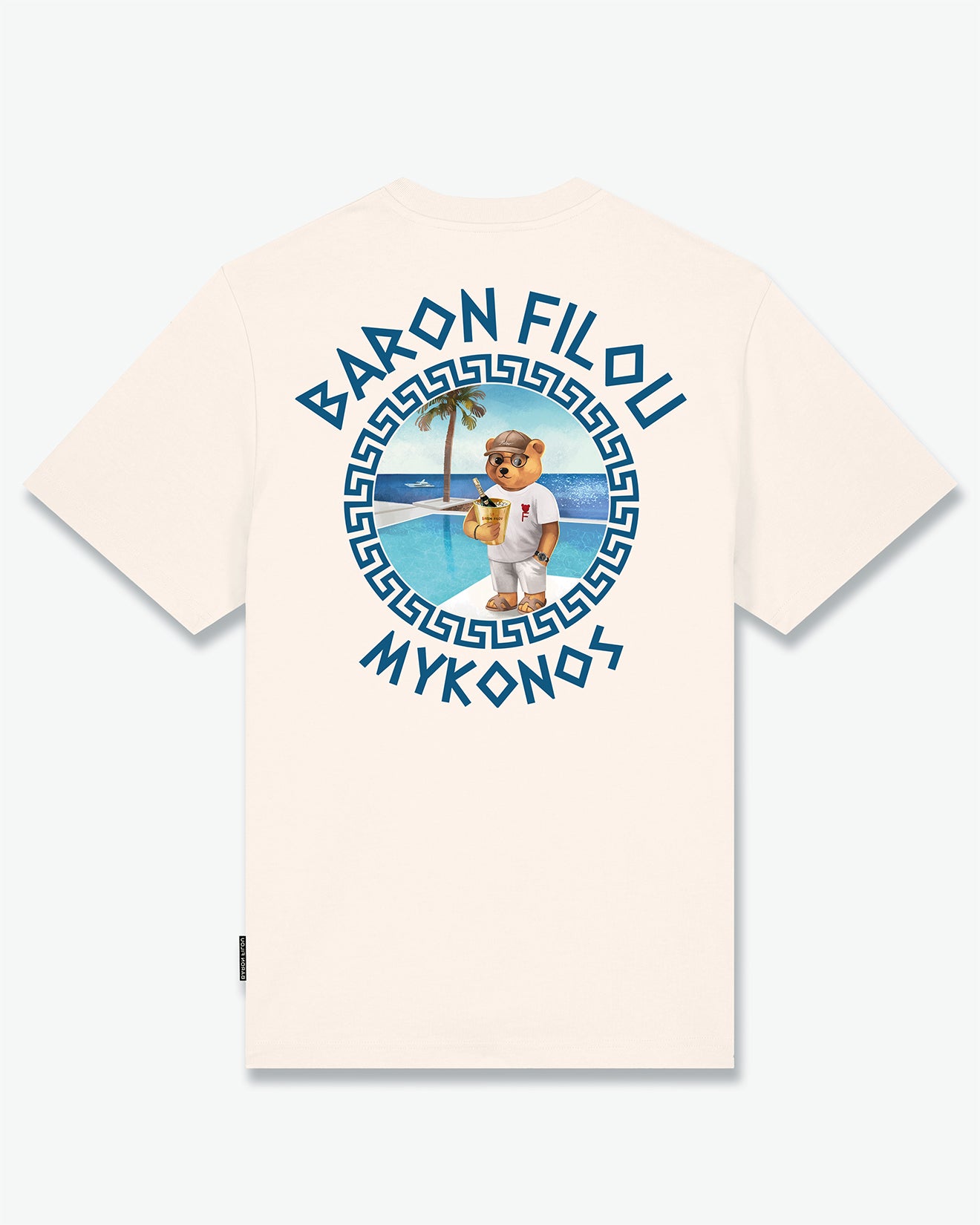SS25 Oversized Backprint T-Shirt, Filou CXXIII., Mykonos - Pearl white