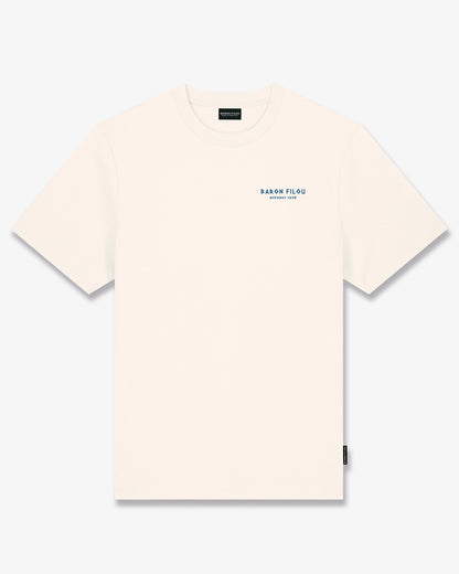SS25 Oversized Backprint T-Shirt, Filou CXXIII., Mykonos - Pearl white