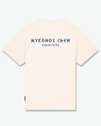 SS25 Oversized Backprint T-Shirt, Mykonos Crew - Pearl white