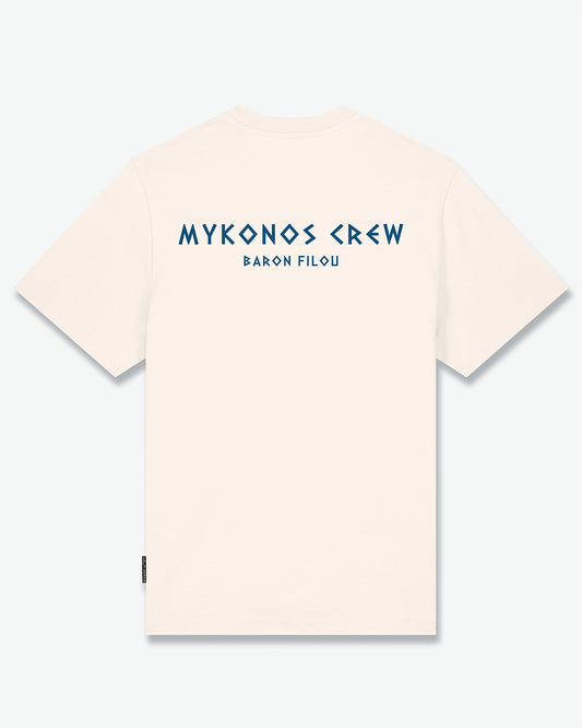 SS25 Oversized Backprint T-Shirt, Mykonos Crew - Pearl white
