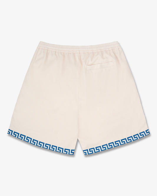 SS25 Shorts with Greek Pattern - Pearl white