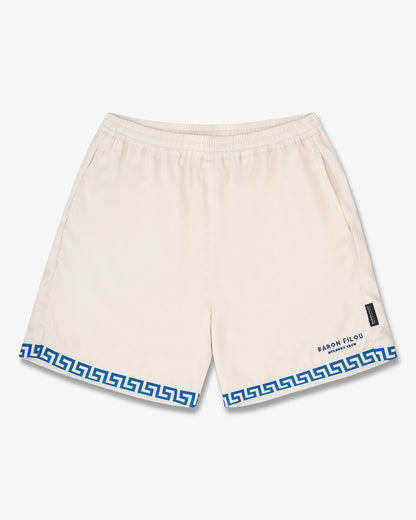 SS25 Shorts with Greek Pattern - Pearl white