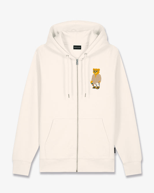 SS25 Embroidered Zip Hoodie Filou CXVIII. - Pearl white