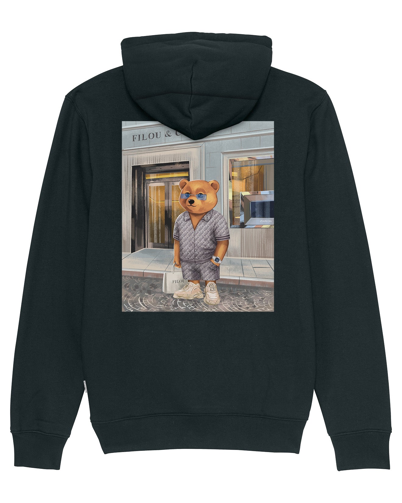 SS24 Organic Backprint Hoodie, Filou LXXVIII. - Black