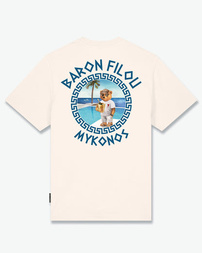 SS25 Oversized Backprint T-Shirt, Filou CXXIII., Mykonos - Pearl white